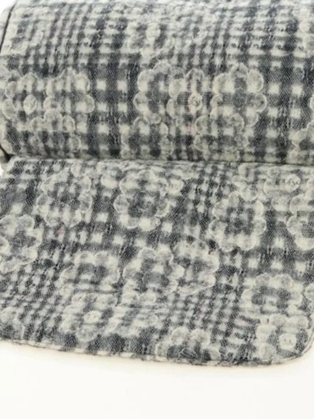 CHANEL Camelia 2.55 Chain Shoulder Bag Wool Tweed White Black CC Auth 181935SM - Picture 10 of 16